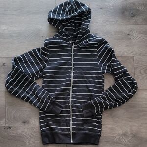 American Apparel Black And White Striped Hoodie Size XS